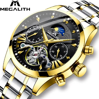 

MEGALITH Luxury Men's Automatic Mechanical Watches Men Business Casual Tourbillon Watch Men Sport Waterproof Luminous Wristwatch