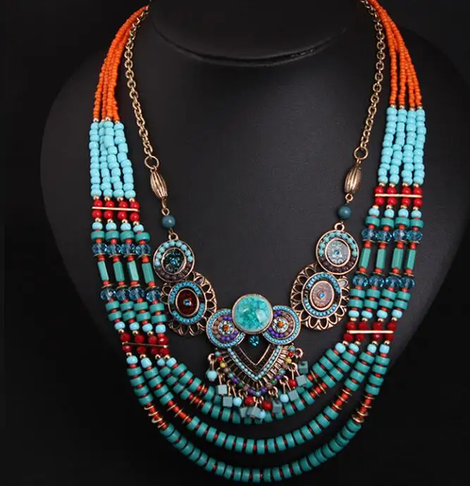 

National wind hand string necklace short clavicle female exaggeration and ornament Necklace