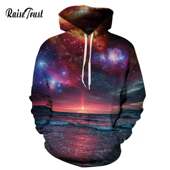 

Raise Trust Hot Sell Sweatshirts Men Galaxy Space 3d Sunrise Hoody Jackets Women Harajuku Hip Hop Large Size Sportswear