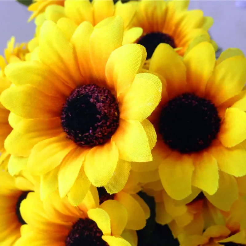 1 Bouquet Lifelike Artificial Sunflower Artificial Plastic Sunflower Heads Home Party Decorations Props