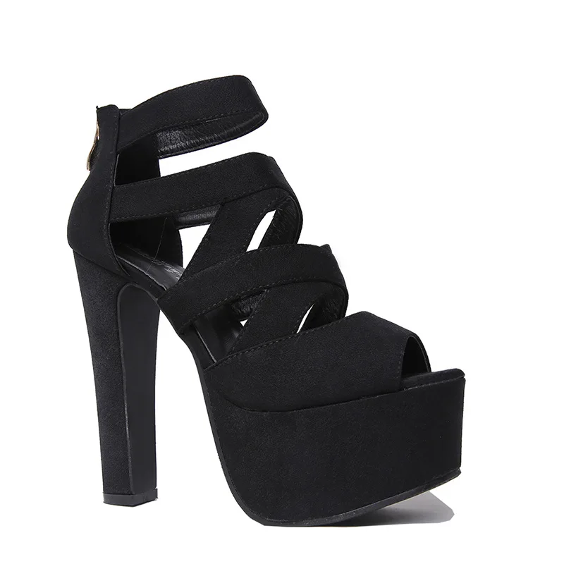 Spring and summer 15CM fashion thick with sandals fish mouth single shoes super high with hollow sandals nightclub hate high. Spring and summer 15CM fashion thick with sandals fish mouth single shoes super high with hollow sandals nightclub hate high.