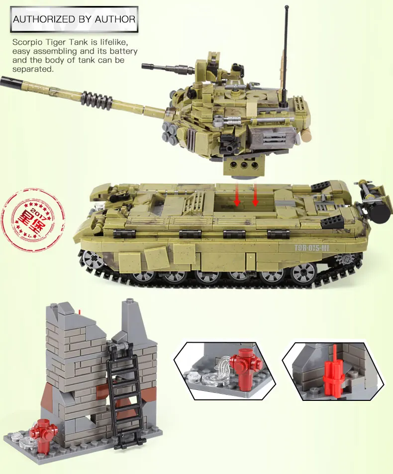 XINGBAO 06015 Военная серия скорпион танк тигр набор строительных блоков Кирпичи игрушки развивающие рождественские подарки