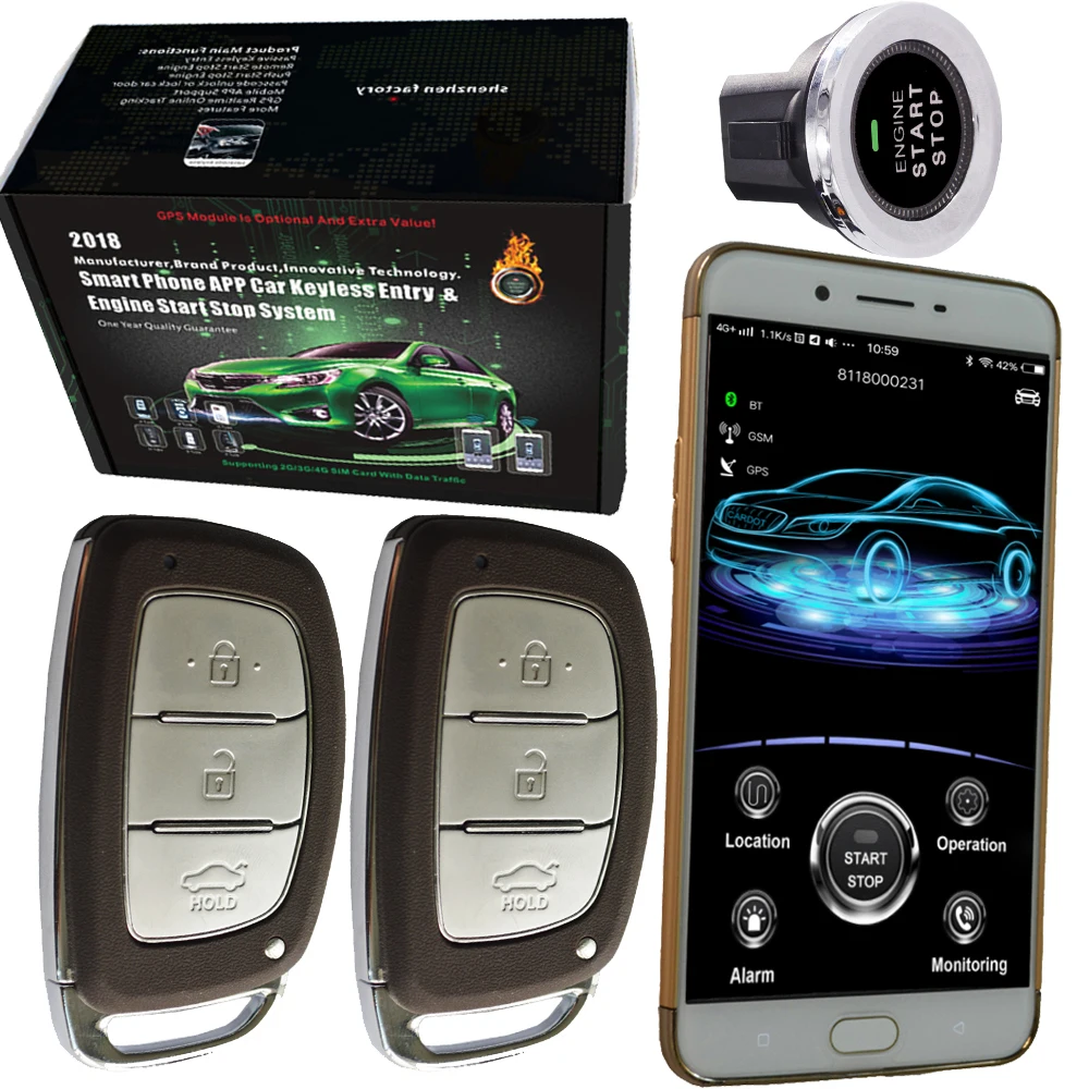 aftermarket remote start stop engine with keyless go smart phone
