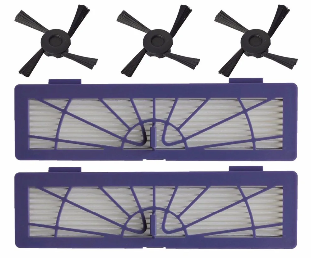

2 Hepa Filters+ 3 Side Brushes For Neato Botvac Series High Performance Vacuum Cleaner Accessory for 70e 75 80 85 Models