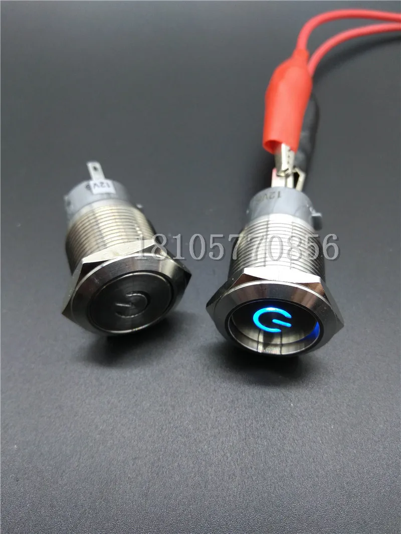 

2pcs 19mm metal button stainless steel self-locking button switch band LED angel eye power symbol water proof auto modification