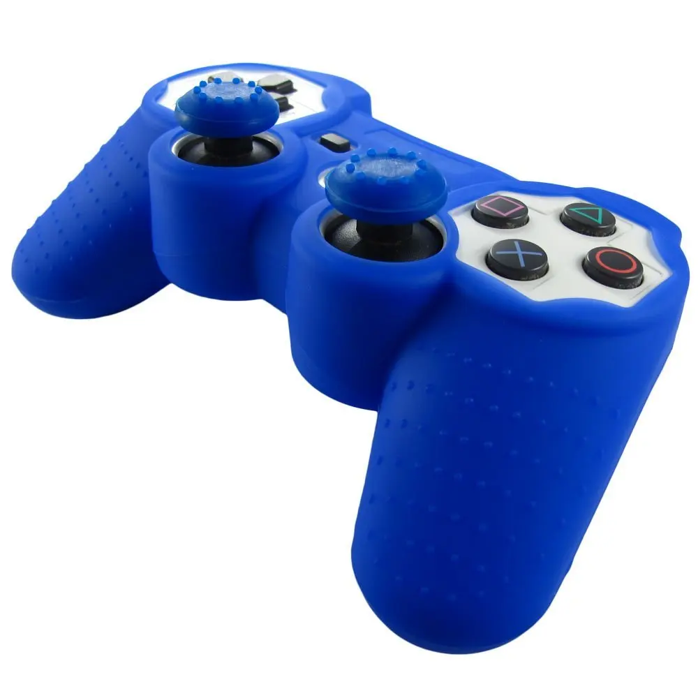 IVYUEEN 2 в 1 силиконовый гелевый резиновый чехол+ 2 x палочки для большого пальца ручки Крышка для sony playstation Dualshock 3 PS3 контроллер - Цвет: Синий