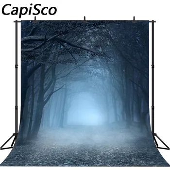 

Capisco spooky dark forest night sky scene outdoor black Background Vinyl cloth High quality Computer print Halloween backdrops