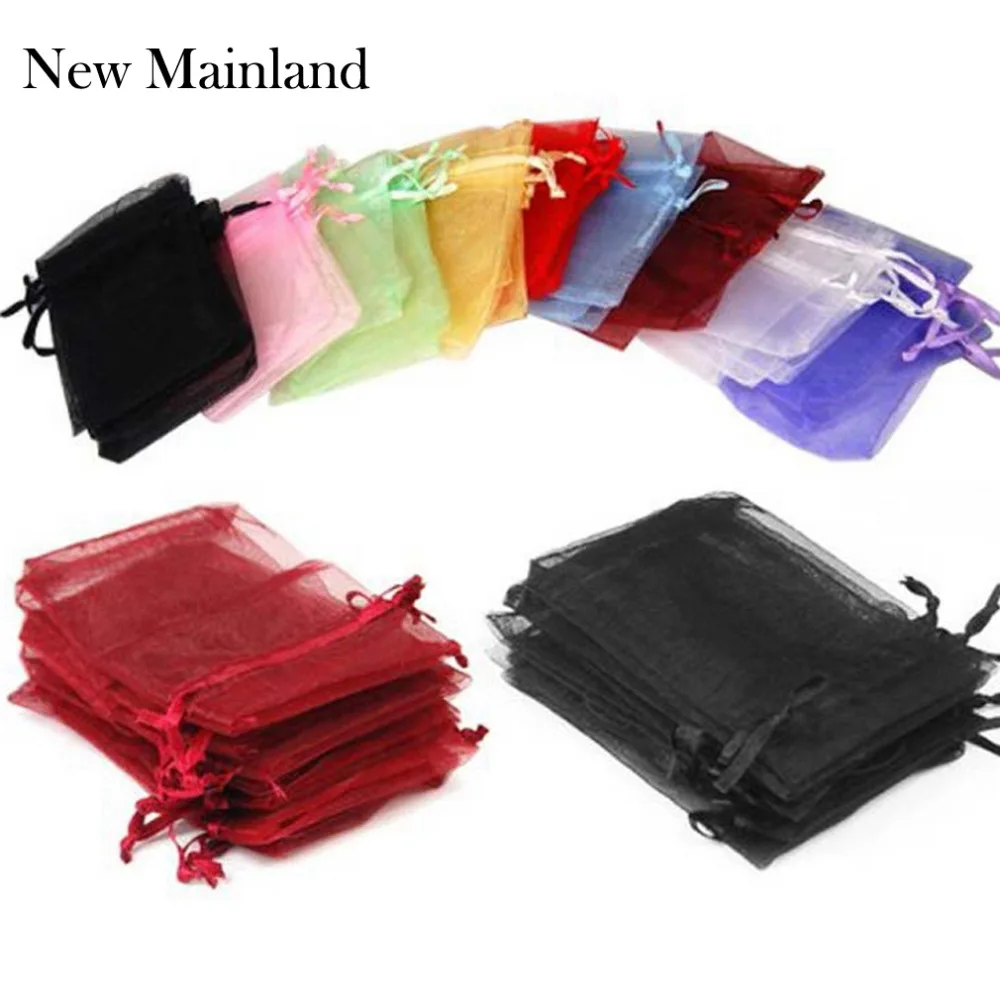 Мода 100 шт./уп., несколько цветов Ювелирная сумка 7x9 см Ювелирная упаковка из органзы дисплей и ювелирные сумки