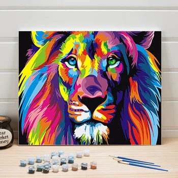 

DIY Paint Pictures By Numbers Lion Animal Acrylic On Canvas Oil Paintings Kits For Living Room Wall Decoration Arts Color Adults