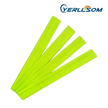 

YERLLSOM 3*22cm 200pcs/Lot Hot Selling Printed 1 color logo Slap Reflective Bracelets custom writing for events R041807