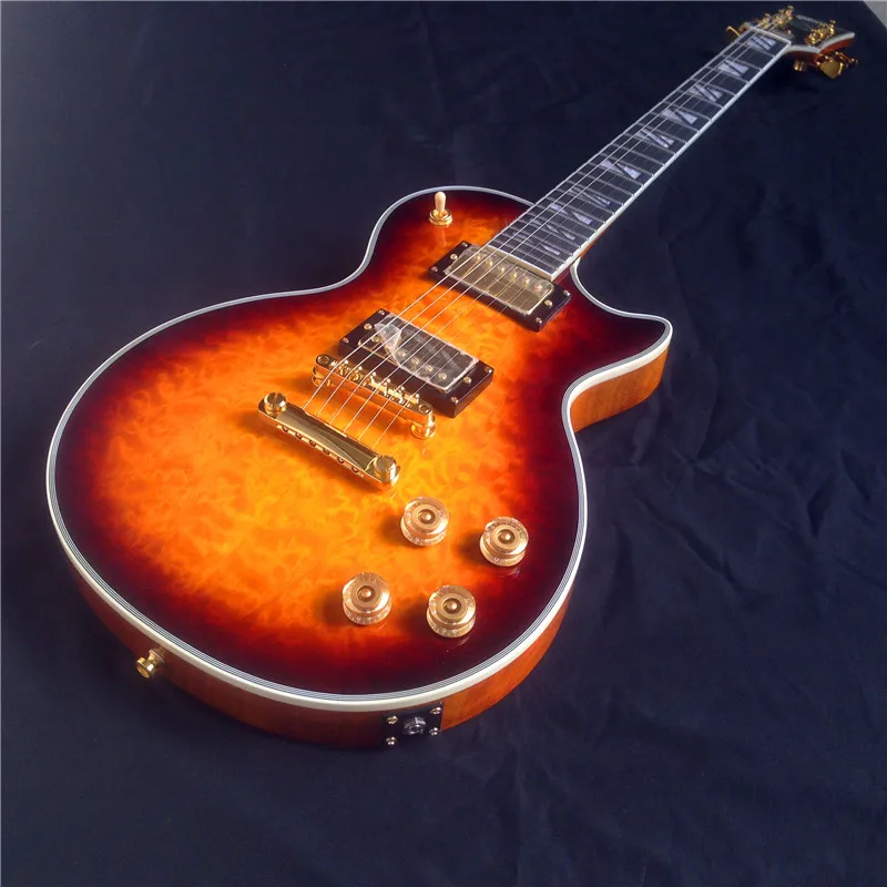 

Hot sales right handed electric guitar with gold pickups and clouds flame for beginner