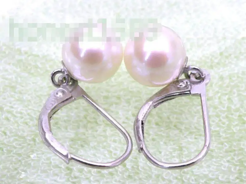 

Free Shipping >>>>8mm Round White Akoya Pearls Dangle Earring 14k White Gold Filled