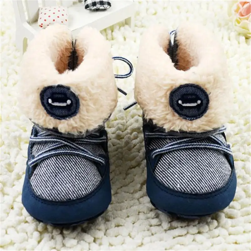 Cute Baby Toddler Shoes Girl Crib Soft Sole Shoes Winter Warm Snow Boots 0-18M