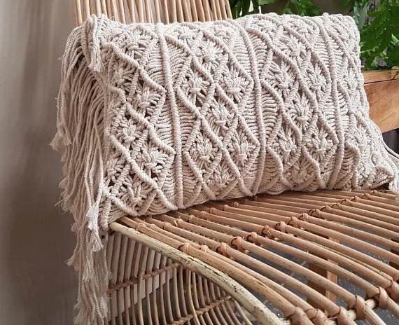 

Macrame cushion cover Bohemian throw pillow cover / wedding decorative cushion sham custom size and color