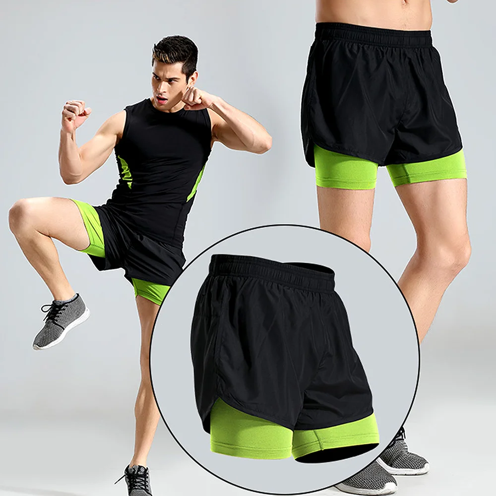 Спортивные поддельные шорты 2 шт. для мужчин спортивные тренировки мужские