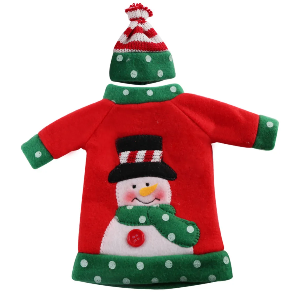 Теплая Рождественская вечеринка Красное вино свитер на бутылку Снеговик Санта олень крышка подарки Рождественский орнамент Новогоднее украшение стола