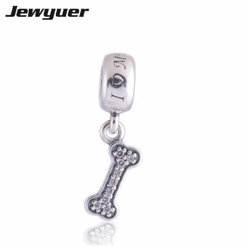 

S925 Sterling Silver charms Pave Dog Bone Dangle charm Fit beads Bracelets Necklaces Diy gift for Christmas Jewelry DA071