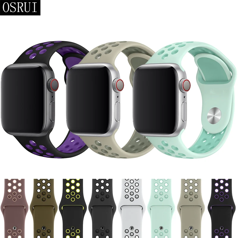 

Strap For Apple Watch band 42mm/38mm correa iwatch 44mm/40mm 4 3 2 Sport Silicone bracelet pulseira Apple watch 4 accessories