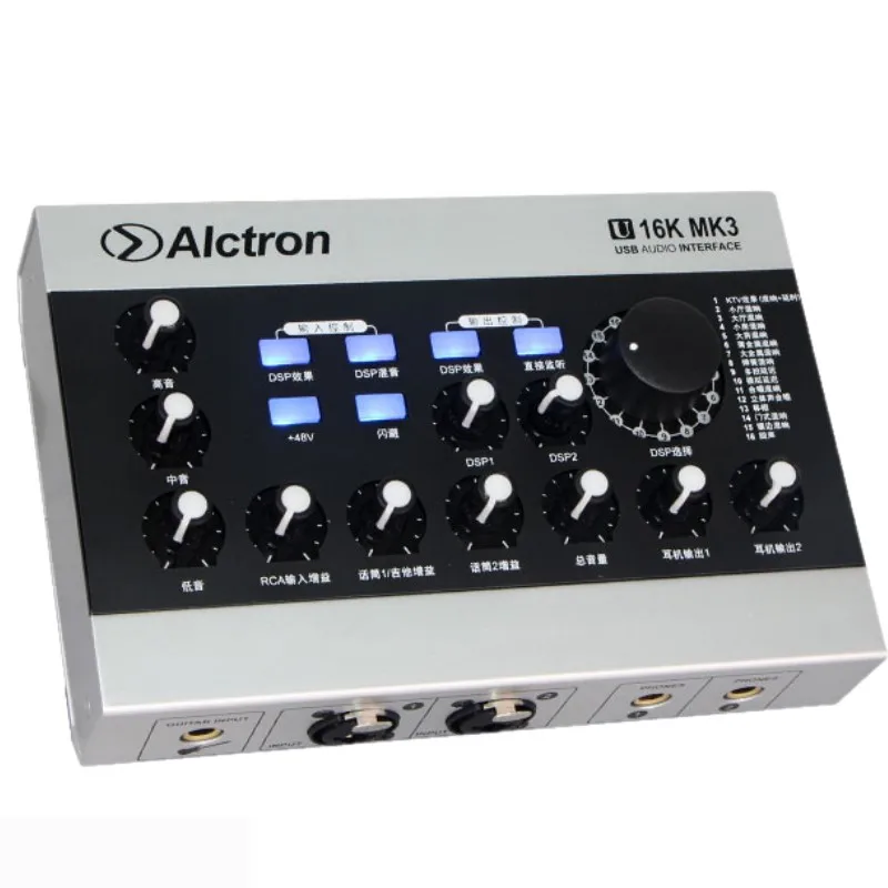 Alctron U16K MK3 USB аудио Запись Интерфейс внешний usb-звуковой интерфейс Mic усилитель w/RCA кабель для сотовый телефон ПК ноутбук караоке