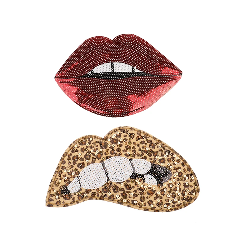 NEW DIY SEXY Lips Sequin Patch Iron On Fabric Sticker For Clothes Badge Embroidered Appliques Wholesale | Дом и сад