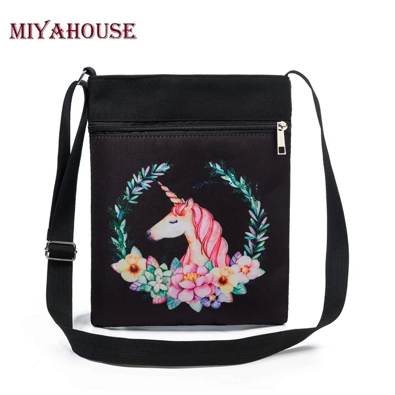 

Miyahouse Cartoon Unicorn Printed Shoulder Bag Female High Quality Small Messenger Bag For Lady Canvas Mini Phone Bag