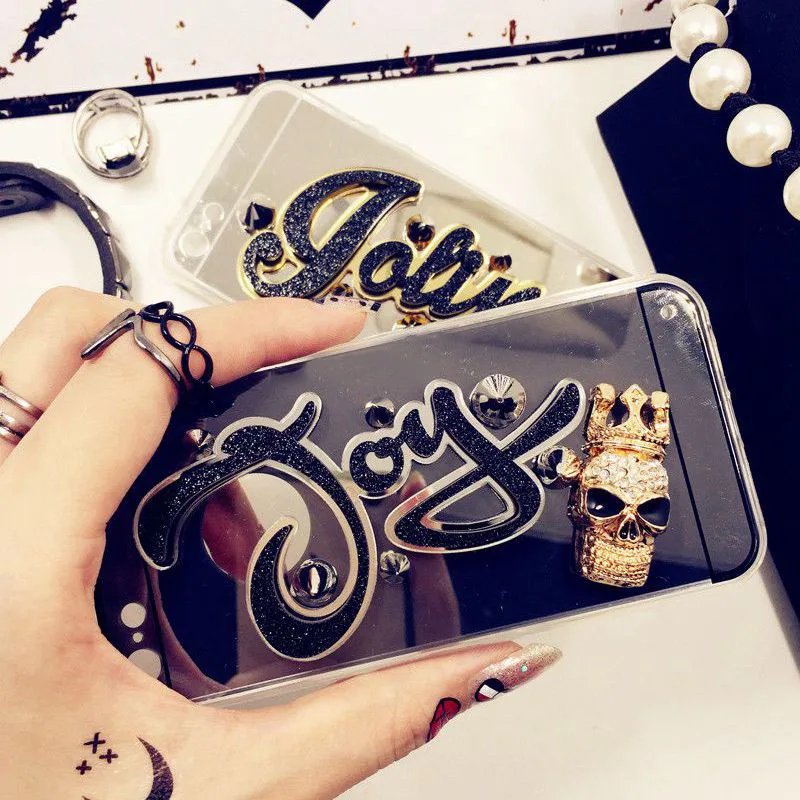 

Custom name letter Rivets mirror case for iPhone 6 6s 7 8 plus X XS max XR for Samsung galaxy s6 s7 edge s8 s9 plus note 5 8 9