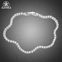 AZORA Роскошный прозрачный кубический цирконий браслет в форме дуги для свадьбы серебряный браслет горный хрусталь Шарм женские браслеты ювелирные изделия TS0190