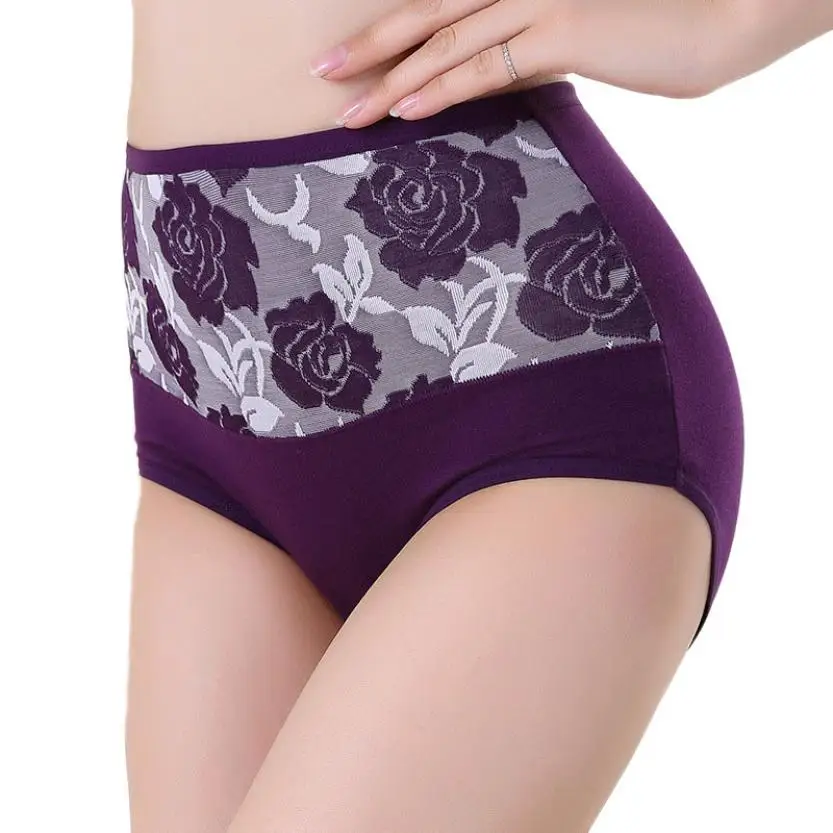 Amazing high waist abdomen drawing trigonometric panties women's breathable seamless sexy mid waist plus size