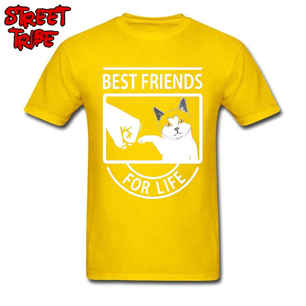Casual Personalized Mens T Shirts Prevalent Summer/Fall Short Sleeve O Neck 100% Cotton Fabric Tees Simple Style Tee Shirts Cat Best Friends For Life 4643 yellow