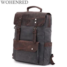 Винтажные рюкзаки для мужчин холщовый рюкзак большой емкости дорожная сумка, чемодан Crazy Horse кожаный рюкзак для ноутбука школьная сумка для книг