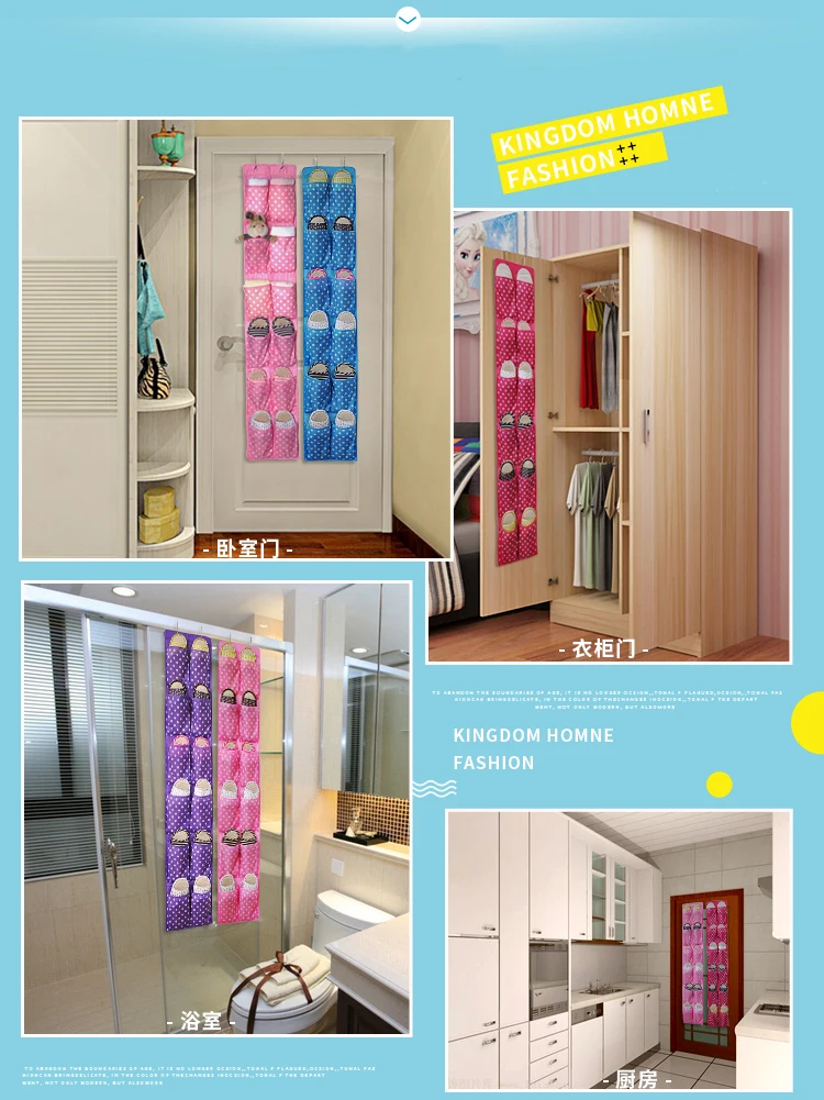 2017High Quality 12 Pockets Over Door Cloth Closet Space Storage Shoe Hanger Organizer Hanging (10)