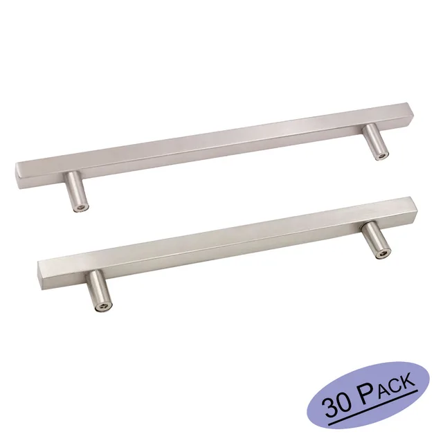 Us 33 74 Brushed Nickel Kitchen Cabinet Pulls J22bss Square T Bar Bathroom Cabinet Door Hardware Handles Furniture Drawer Knobs 20pack In Cabinet