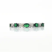 Зеленый стерлингового серебра Наложение ссылка браслет-цепочка 7.5 дюймов для Для женщин