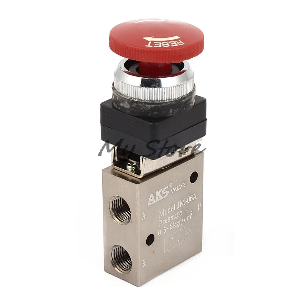 JM 06A 13mm Thread 3/2 Way Red Mushroom Push Button Pneumatic