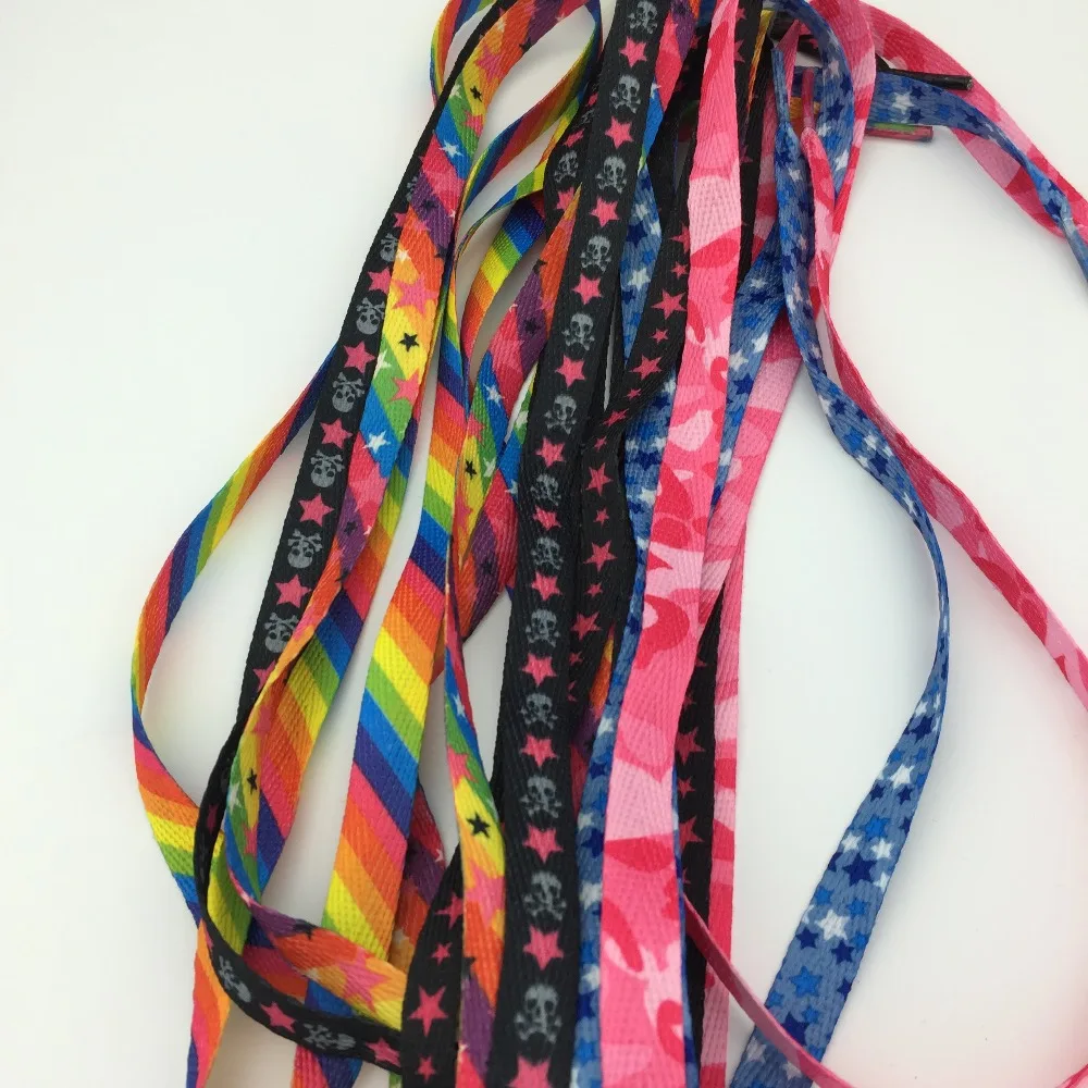 

Fashion 120 cm/47'' Flat Polyester Shoelace Colorful Printing Shoelace For Sneakers