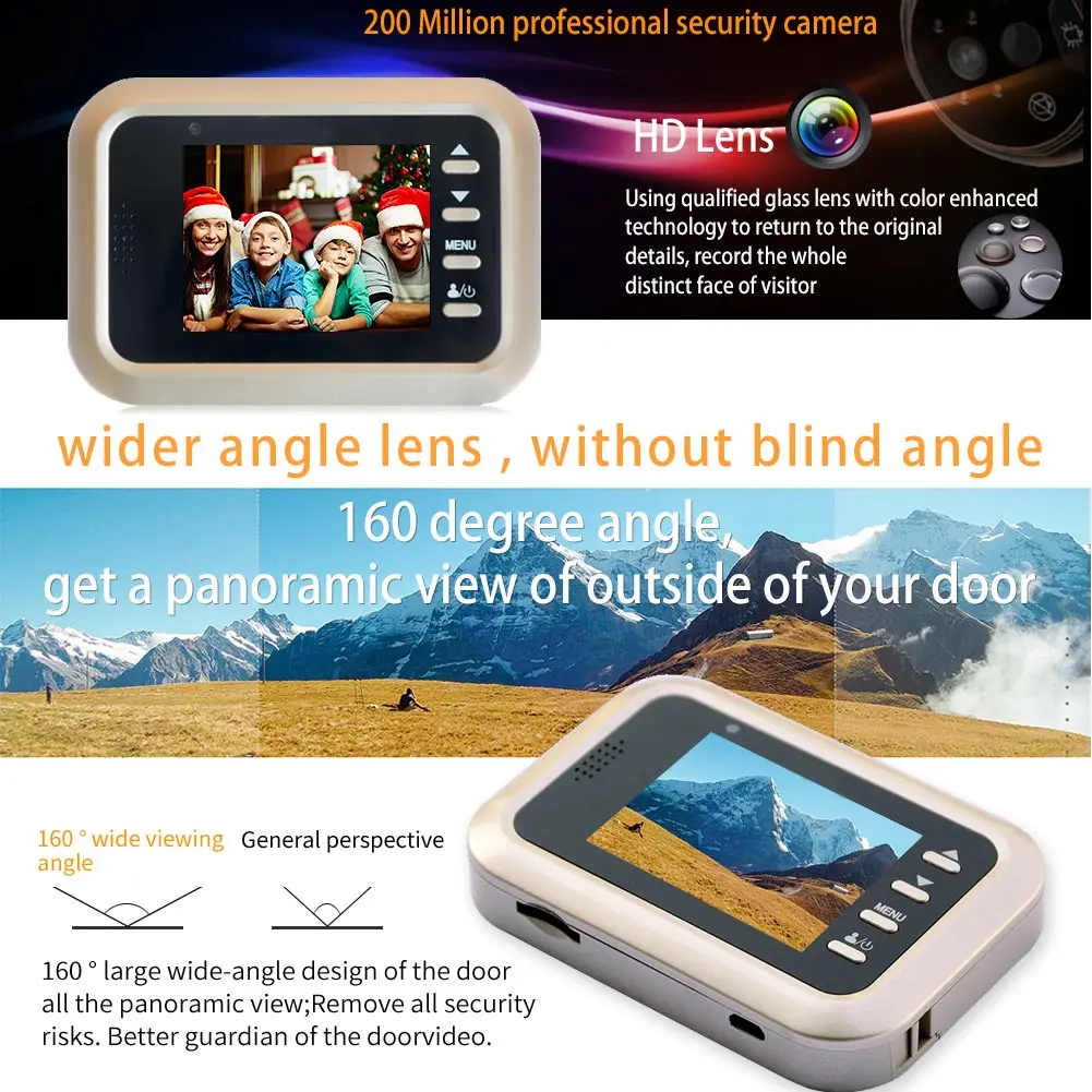 

Smart Visual Doorbell 2.4inch Peephole Viewer Night Vision PIR Motion Detection Security Door Eye SL@88