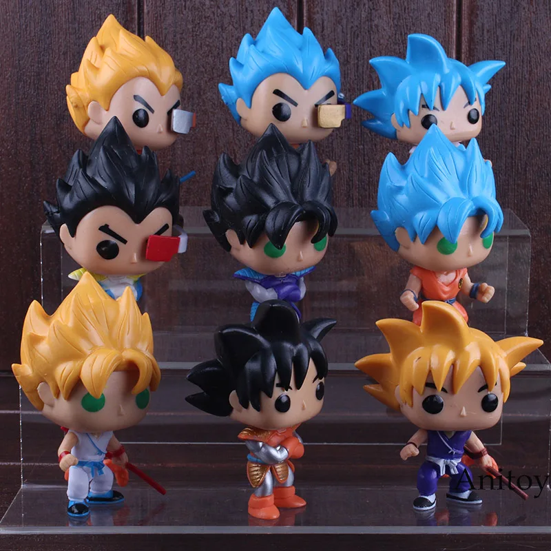 

Dragon Ball Z Super Saiyan God Son Goku Super Saiyan Vegeta Dragon Ball Big Head Figure PVC Collectible Model Boys Toys 9pcs/set