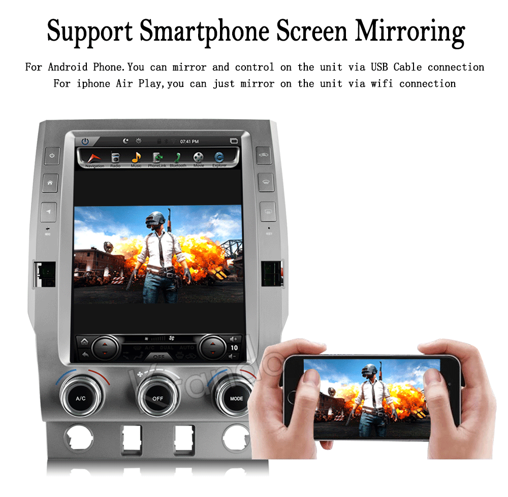 Best Krando Android 7.1 12.1" tesla Vertical screen car multimedia player GPS for Toyota Tundra 2014-2018 radio player navigation BT 4