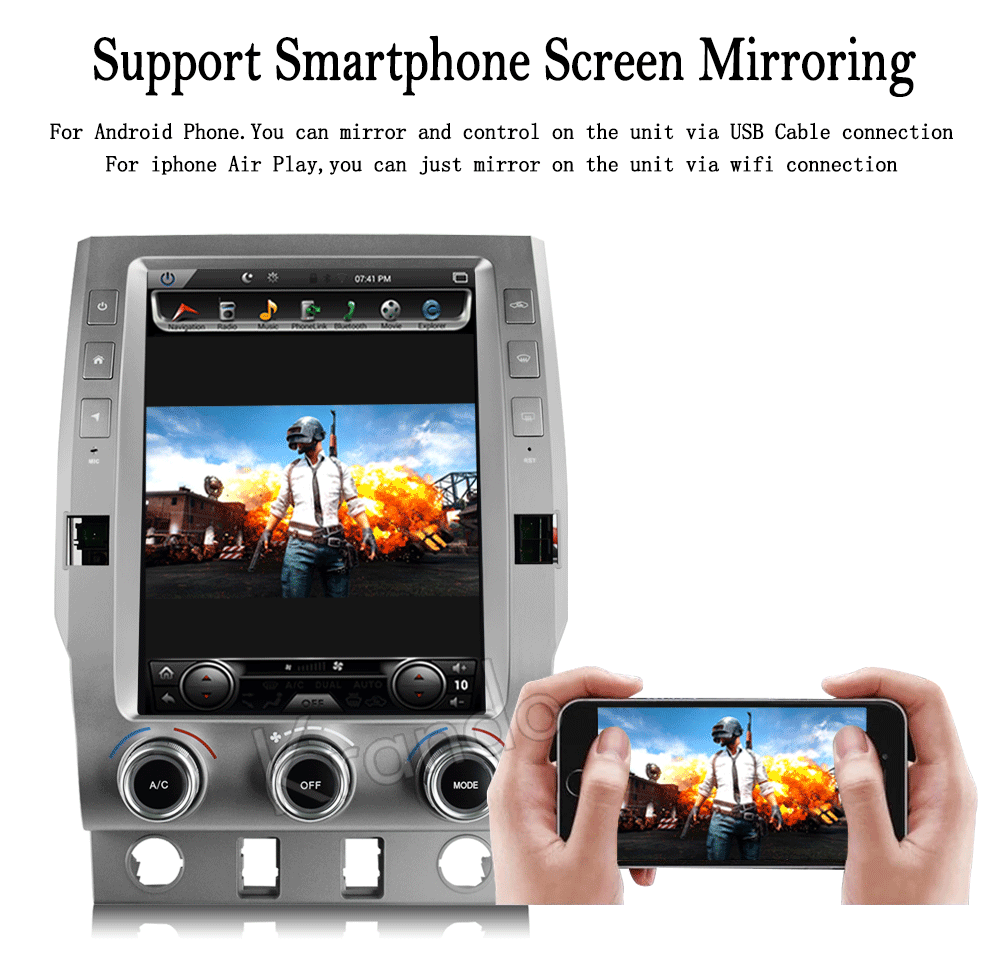 Krando Android 7,1 12," tesla вертикальный экран Автомобильный мультимедийный плеер gps для Toyota Tundra- радио плеер Навигация BT