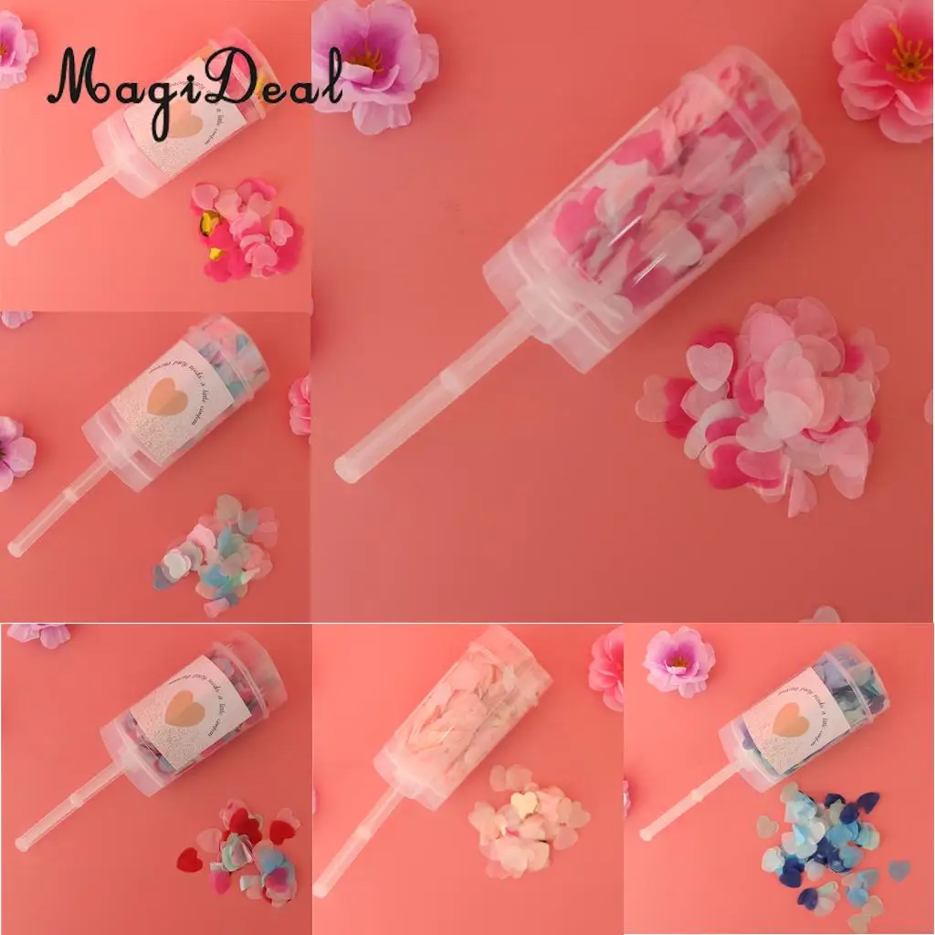 MagiDeal Bridesmaid Flower Girl Biodegradable Popper Pusher Heart Confetti Container Throwing Sprinkles Wedding Table Decor