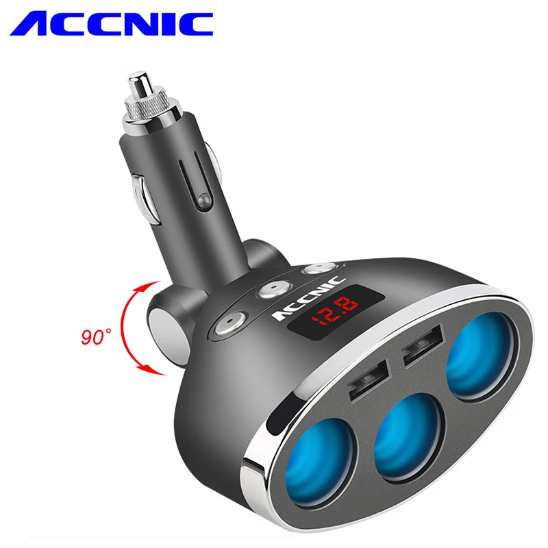 ACCNIC 3 в 1 USB автомобильный прикуриватель 120 Вт с сенсорным переключателем цифровой