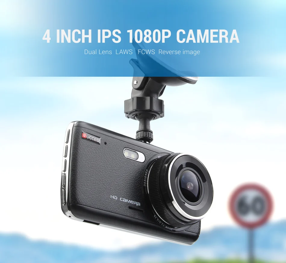 Ruccess DVR 4 Inch IPS Car DVR Dual Lens Camera Full HD 1080p Dash Camera with ADASFCWS Video Recorder Night Vision Dash Cam (21)
