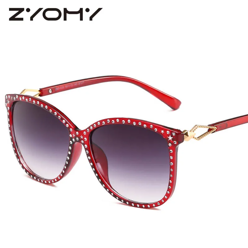 

Luxury Shine Diamond Round Big Frame Sunglasses Women Brand Design Fashion Gradient Glasses Oversized Goggles Female Eyeglasses