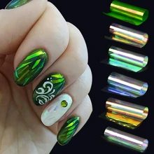 6 цветов/комплект Голографическая фольга бумажные наклейки для ногтей Обертывания красоты украшения разбитое стекло Фольга для перевода на ногти аксессуары