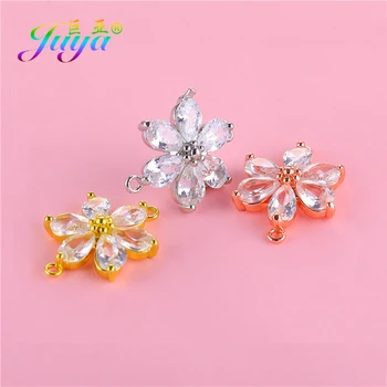 

Juya DIY Cubic Zirconia Floating Star Flower Charms Connectors Accessories For Women Handmade Fashion Jewelry Making