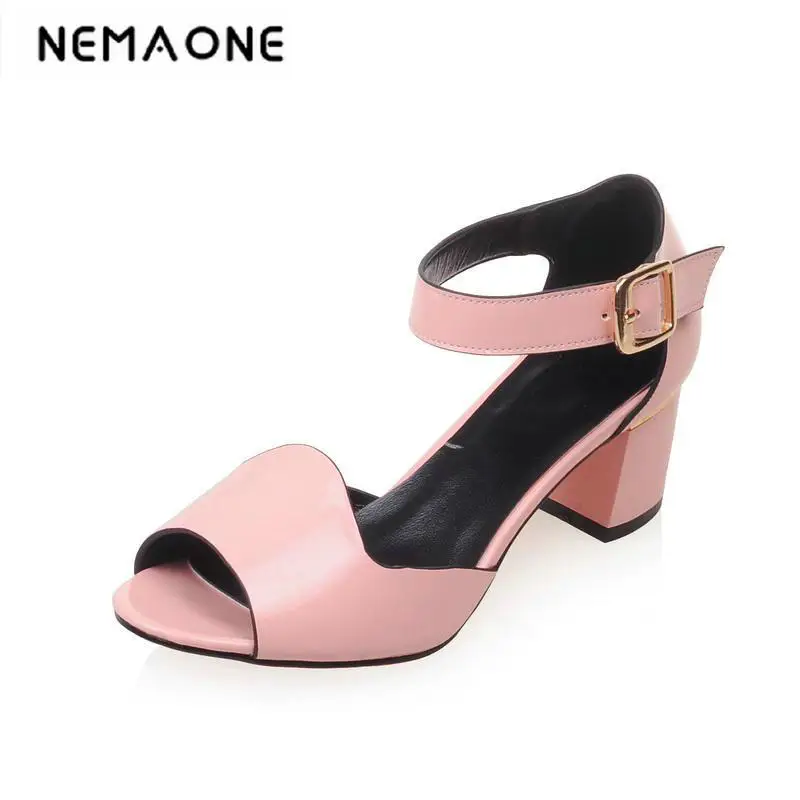 

plus size 34-43 fashion sandals women summer shoes 2016 new peep toe square heel high sandals elegant women shoes