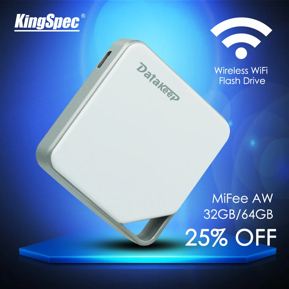KingSpec DataKeep 32 ГБ USB Устройство Чтения Карт Памяти Wi-Fi беспроводной Коробка Для