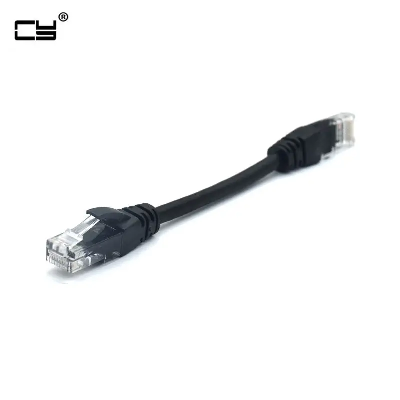 Сетевой кабель Ethernet CAT5 CAT5e CAT6e UTP черного цвета 10 см соединительный типа штырь RJ45