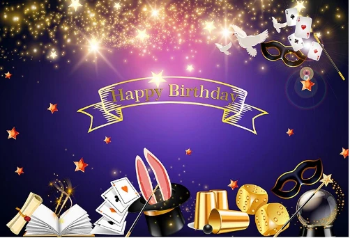 7x5ft Magician Magic Show Happy Birthday Stage Sparkles Washable Wrinkle Free Photo Studio Background Backdrop Polyester Fabric |