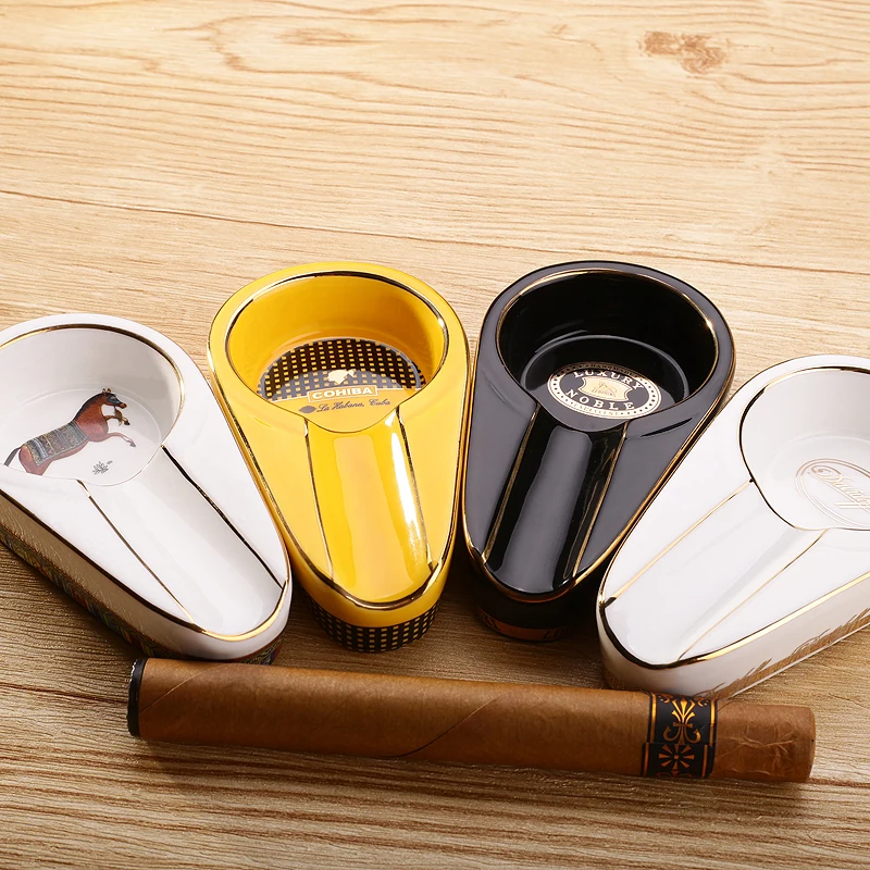 

COHIBA Ceramic Luxury Cigar Ashtray Holder Cigarettes Holder Home Office Acessory Tobacco Ash Tray Travel Ashtrays Gift for Men
